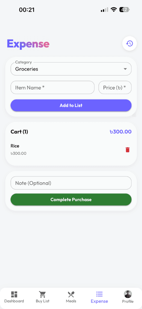 Adding an Expense screen with contributor split options